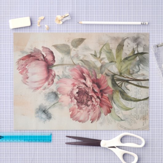 Georgeous Peony Botanical Flower Illustration Tissuepapier (Craft)