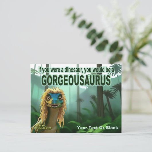 Georgeousaurus Blond Dinosaur Feestdagenkaart (Staand voorkant)
