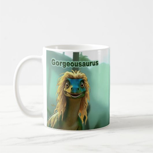Georgeousaurus Blond Dinosaur Koffiemok (Links)