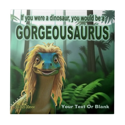Georgeousaurus Blond Dinosaur Tegeltje (Voorkant)