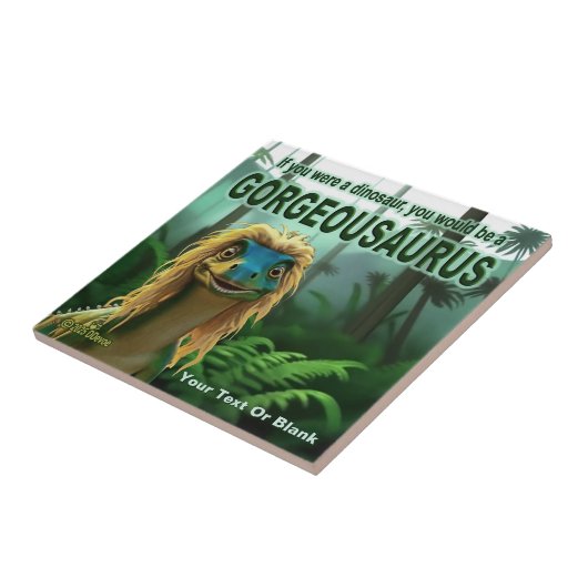 Georgeousaurus Blond Dinosaur Tegeltje (Zijkant)