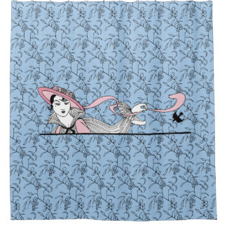 Georges Barbier 1920 Mode Lady en Bird Douchegordijn