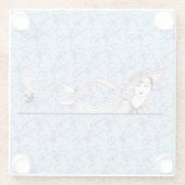 Georges Barbier 1920 Mode Lady en Bird Glazen Onderzetter (Achterkant)