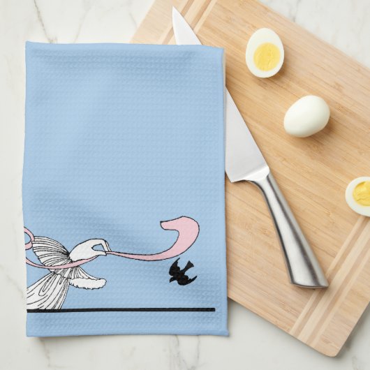 Georges Barbier 1920 Mode Lady en Bird Theedoek (Quarter Fold)