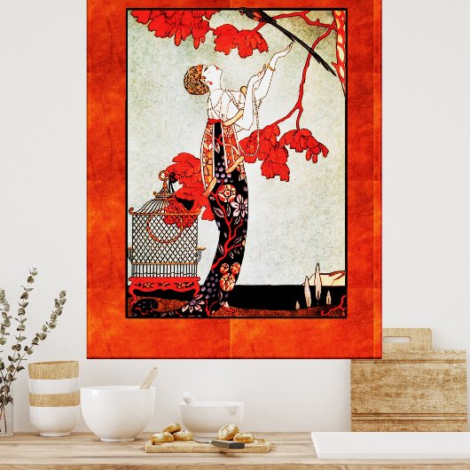 Georges Barbier Art Deco in Orange Poster (Keuken)