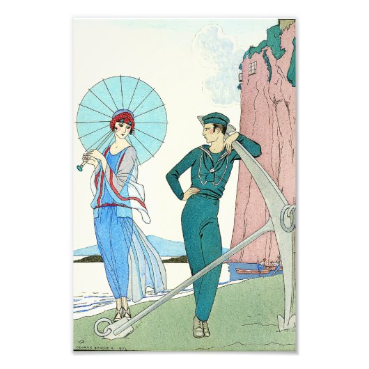 Georges Barbier Lady aan de Beach Print Foto Afdruk (Voorkant)