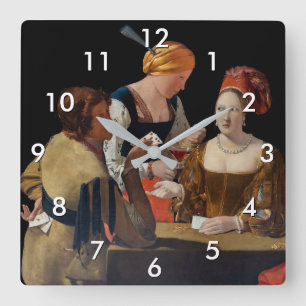 Georges de la Tour - Cheat with Ace of Diamonds Vierkante Klok