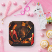 Georges de la Tour - de Dices-spelers Papieren Bordje (Feest)