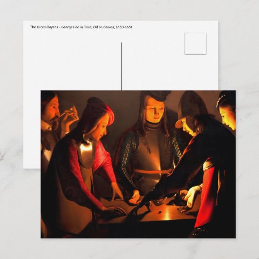Georges de la Tour - De dobbelstenen spelers Briefkaart (Voorkant / Achterkant)