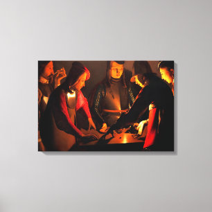 Georges de la Tour - De dobbelstenen spelers Canvas Afdruk