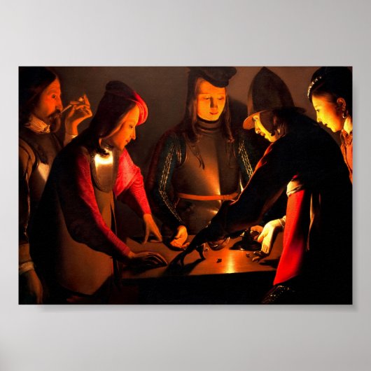 Georges de la Tour - De dobbelstenen spelers Poster (Voorkant)