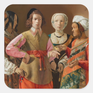 Georges de la Tour - The Fortune Teller Vierkante Sticker
