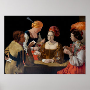 Georges de la Tour - Valsspeler met de ruitenaas Poster