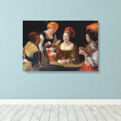 Georges de la Tour - Valsspeler met ruitenaas Canvas Afdruk (Insitu (Houten vloer))