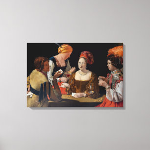 Georges de la Tour - Valsspeler met ruitenaas Canvas Afdruk