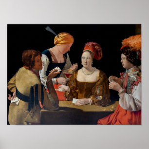 Georges de la Tour - Valsspeler met ruitenaas Poster