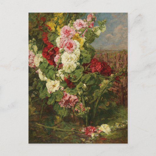 Georges Jeannin Hollyhock Briefkaart (Voorkant)