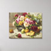 Georges Jeannin still Life of Rozen and Fruit Canvas Afdruk (Voorkant)
