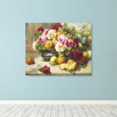 Georges Jeannin still Life of Rozen and Fruit Canvas Afdruk (Insitu (Houten vloer))