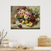 Georges Jeannin still Life of Rozen and Fruit Poster (Keuken)