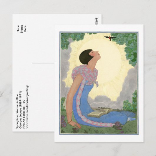 Georges Lepape  Deco Mode Springtime Briefkaart (Voorkant / Achterkant)