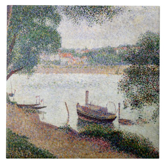 Georges Pierre Seurat | Landschap met een boa Tegeltje (Voorkant)