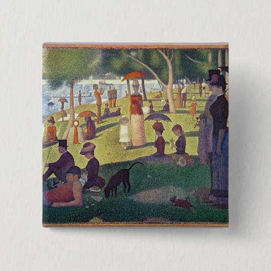 Georges Pierre Seurat | zondagmiddag op het Is Vierkante Button 5,1 Cm (Voorkant)