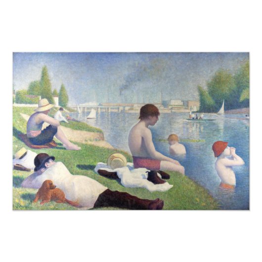 Georges Seurat - Bathers te Asnieres Foto Afdruk (Voorkant)