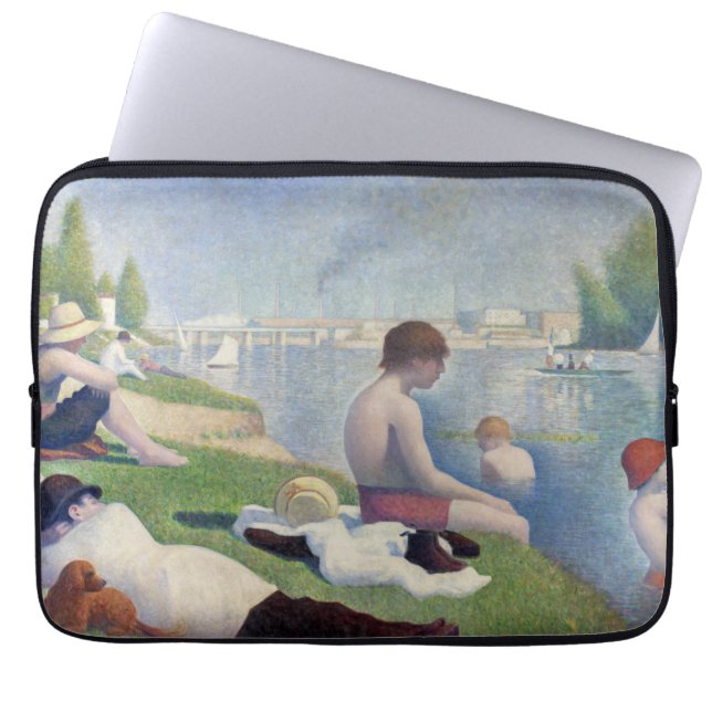 Georges Seurat - Bathers te Asnieres Laptop Sleeve (Voorkant)