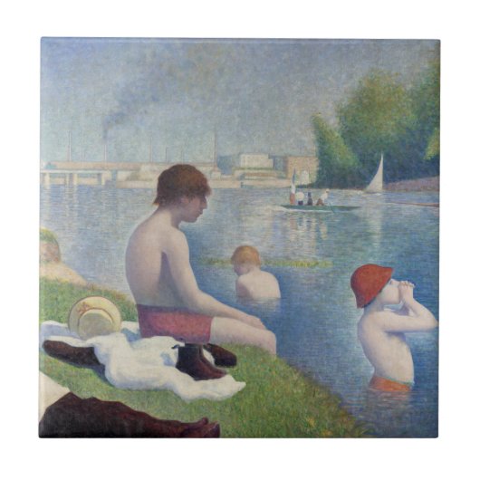 Georges Seurat - Bathers te Asnieres Tegeltje (Voorkant)