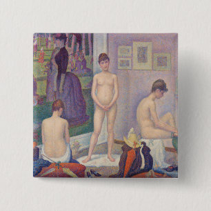 Georges Seurat - De modellen Vierkante Button 5,1 Cm