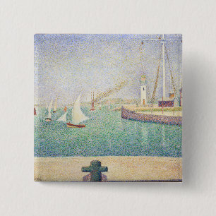 Georges Seurat - Entre de de haven van Honfleur Vierkante Button 5,1 Cm