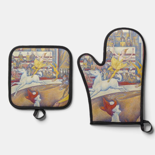 Georges Seurat - Het Circus Ovenwant & Pannenlap Set (Voorkant)