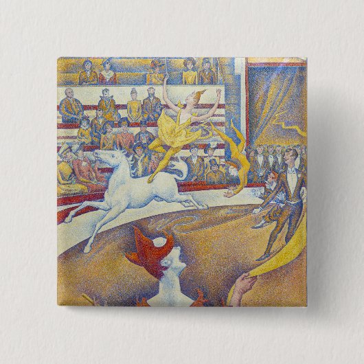 Georges Seurat - Het Circus Vierkante Button 5,1 Cm (Voorkant)