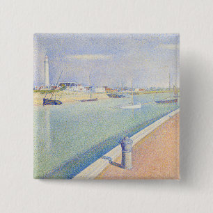 Georges Seurat - Het Kanaal van Gravelines Vierkante Button 5,1 Cm