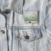 Georges Seurat - Ingang van de haven van Honfleur Vierkante Button 5,1 Cm (In situ)