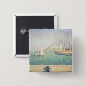 Georges Seurat - Ingang van de haven van Honfleur Vierkante Button 5,1 Cm (Voorkant /achterkant)