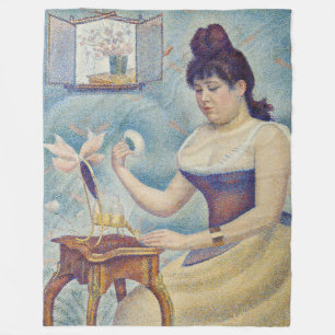 Georges Seurat - Jonge vrouw die zich poedert Fleece Deken