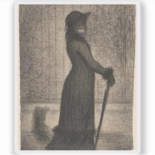 Georges Seurat - Wandelende vrouw (Une élégante) Sticker (Voorkant)