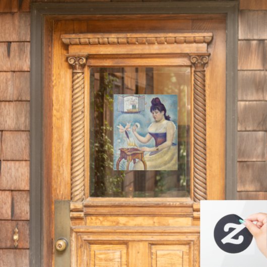 Georges Seurat - Young Woman Powdering Herself Raamsticker (Huis Deur)