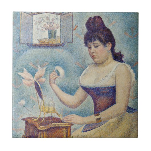 Georges Seurat - Young Woman Powdering Herself Tegeltje (Voorkant)