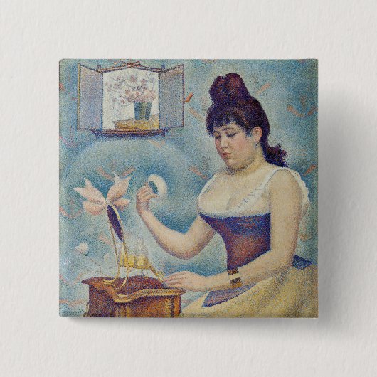 Georges Seurat - Young Woman Powdering Herself Vierkante Button 5,1 Cm (Voorkant)