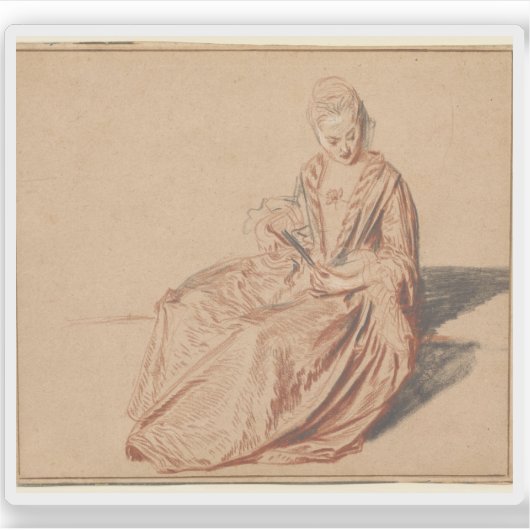 Georges Seurat - Zittende vrouw met een ventilator Sticker (Voorkant)