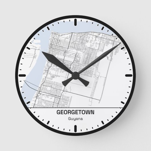 Georgetown Clock City Line Art Ronde Klok (Voorkant)