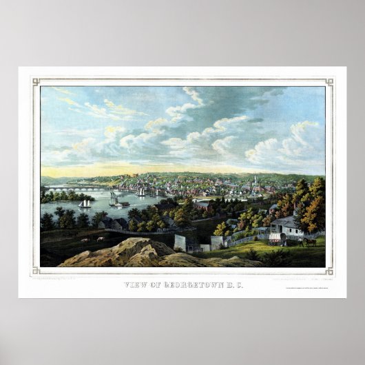 Georgetown, D.C. Panoramic Map - 1855 Poster (Voorkant)