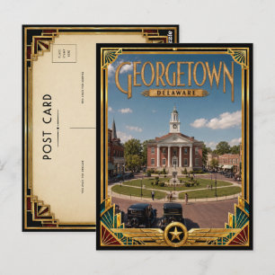 Georgetown Delaware Vintage Art Deco Gouden Tijdpe Briefkaart