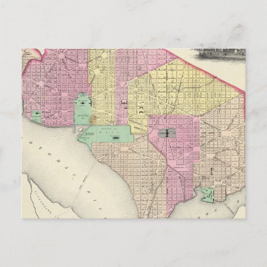 Georgetown en de stad Washington Briefkaart (Voorkant)