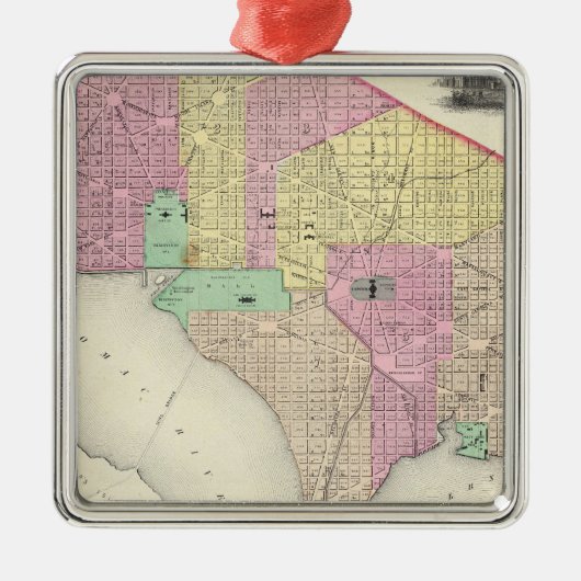 Georgetown en de stad Washington Metalen Ornament (Voorkant)