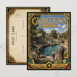 Georgetown Kentucky Vintage Art Deco Gouden Tijdpe Briefkaart
