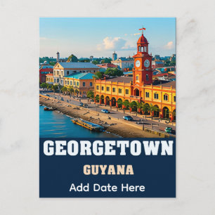 Georgetown Koloniale Waterfront en Guyaanse Erfgoe Briefkaart